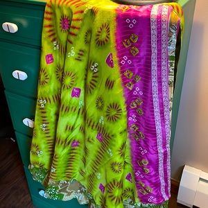 Silk sari wrap skirt